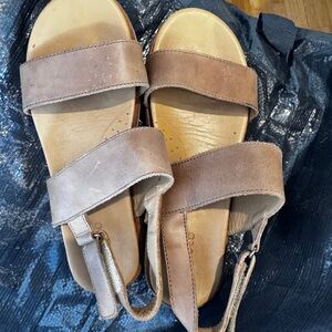 Nisolo leather Two-Strap Slingback Sandals in Taupe